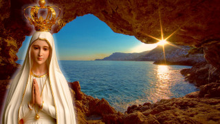 Virgin mary statue cave ocean - divine free wallpaper