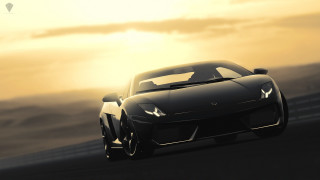 Black sports car sunset road 7 - the sun behind free wallpaper