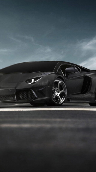 Black sports car cloudy sky 10 - free 3d render wallpaper for mobile