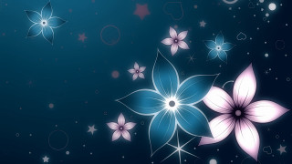 Blue pink flower stars bubbles - flower free wallpaper for desktop