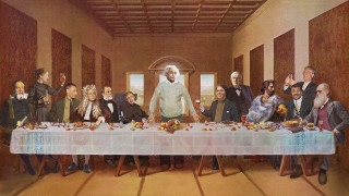 Man table people eating classical - analytical art free wallpaper