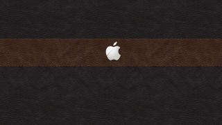 Apple logo black leather background - a brown stripe free wallpaper