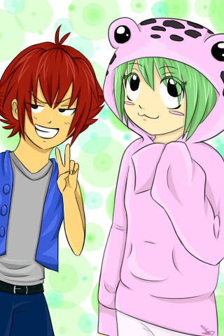 Couple bear head pink hoodie - an anime drawing free wallpaper for mobile