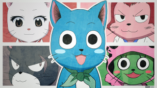 Cat four faces bow tie - a cartoon cat free wallpaper