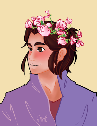 Woman flowers hair robe drawing - a name free wallpaper for mobile