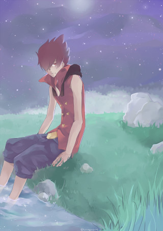 Person sitting rock grass sky - a rock free wallpaper for mobile