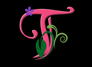 Pink letter t flower green - figuration libre free wallpaper