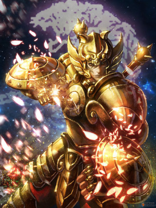 Golden armor sword fire character - golden free wallpaper for mobile