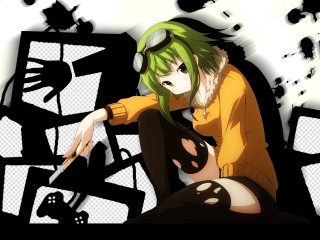 Woman green hair chair knife - green hair free wallpaper