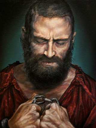 Man beard ring hands painting - detailed oil painting free wallpaper