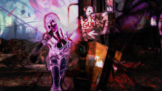 Futuristic woman suit graffiti room - adrian ghenie free wallpaper
