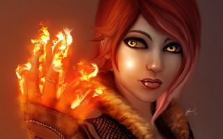 Woman red hair yellow eyes - charlie bowater free wallpaper