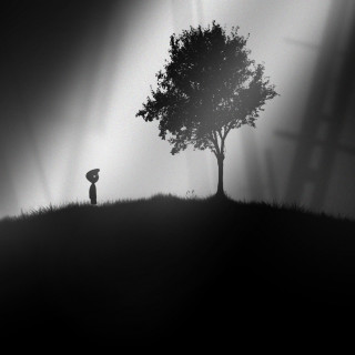 Person standing tree dark umbrella - a light shining free wallpaper for tablet