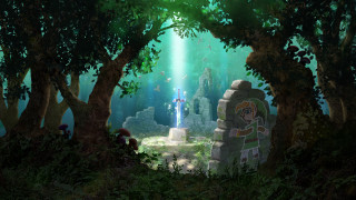 Person forest sword light shining - a painting of a person free wallpaper