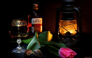 Wine vase flowers candle glass - romantic free wallpaper for desktop