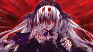 Woman white hair blood face 2 - her face free wallpaper for desktop