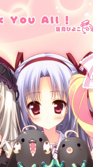 Anime girls pink background words - a detailed drawing free wallpaper for mobile