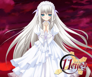 Anime character white dress long - a white hair free wallpaper
