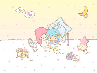 Cartoon girl stuffed animal starry - pastel color palette free wallpaper