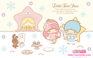 Cartoon couple wine glass snowflakes - a house free wallpaper for desktop