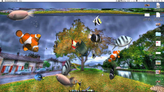 Computer screen fish tree netart - lostfish free wallpaper