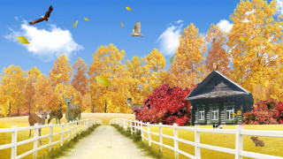 Country road white fence house - chris labrooy free wallpaper for desktop
