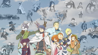 Anime characters sky background clouds 8 - behind them free wallpaper