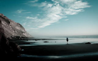 Beach cliff water sky clouds 2 - cinematic photography free wallpaper for desktop