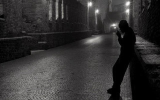 Person standing street night cellphone - noir free wallpaper