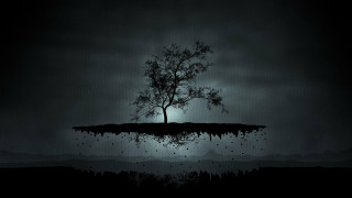 Tree hill moon rain foreground - surreal photography free wallpaper for desktop