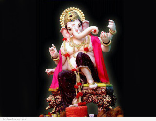 Ganesh statue table black background - figurine free wallpaper
