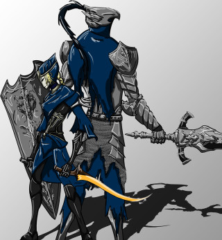 Knight holding sword shield another - back free wallpaper for tablet