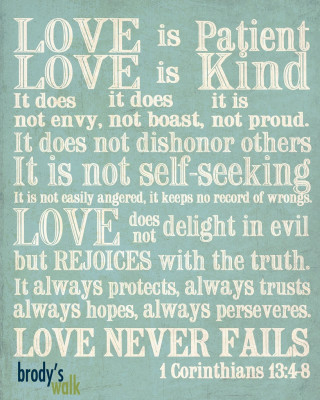 Blue white poster bible quote - free love wallpaper