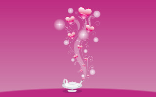 Teapot hearts flying pink background 2 - a teapot free wallpaper