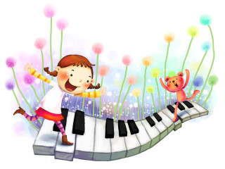 Girl playing piano cat keyboard - a cat and a cat free wallpaper