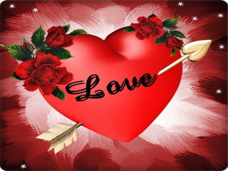 Red heart roses arrow love - the word love free wallpaper
