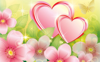 Two hearts flower butterflies illustration - two heart free wallpaper