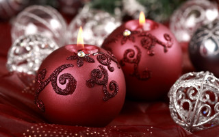 Candle closeup ornaments background red - ornament free wallpaper