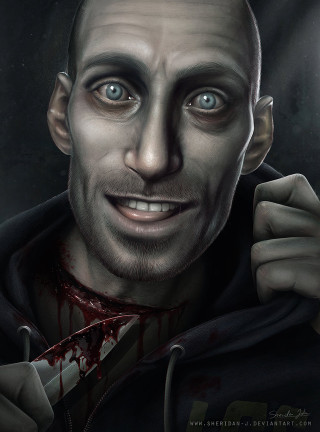 Man knife blood face chest - a hoodie free wallpaper for mobile