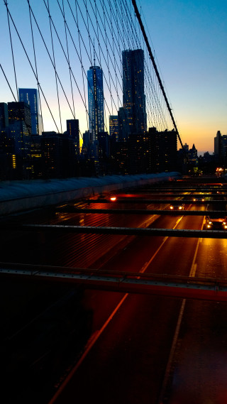 City skyline bridge night street - path free wallpaper for mobile