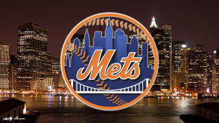 Mets logo city skyline night - dave melvin free wallpaper