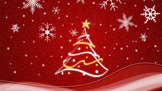 Christmas tree snowflakes red background 4 - a christmas tree free wallpaper