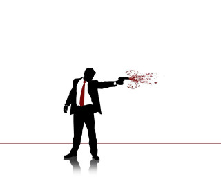 Man suit gun red light - mouth free wallpaper