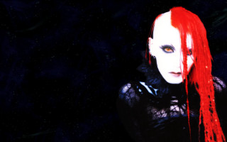 Red hair blue eyes dark - woman free wallpaper for desktop