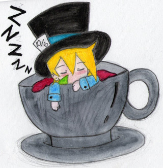 Couple teacup hat drawing caption - a caption free wallpaper for tablet