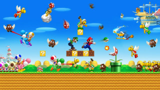 Mario characters sky background clouds 2 - mario free wallpaper