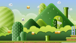 Cartoon green landscape trees mountains 2 - a cartoon free wallpaper