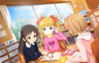 Girls library reading talking phone - a phone free wallpaper