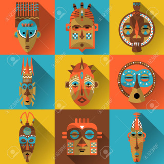 African masks different designs stock - figurativism free wallpaper for tablet