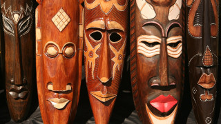 Wooden masks display store table 2 - top of a table next free wallpaper for desktop